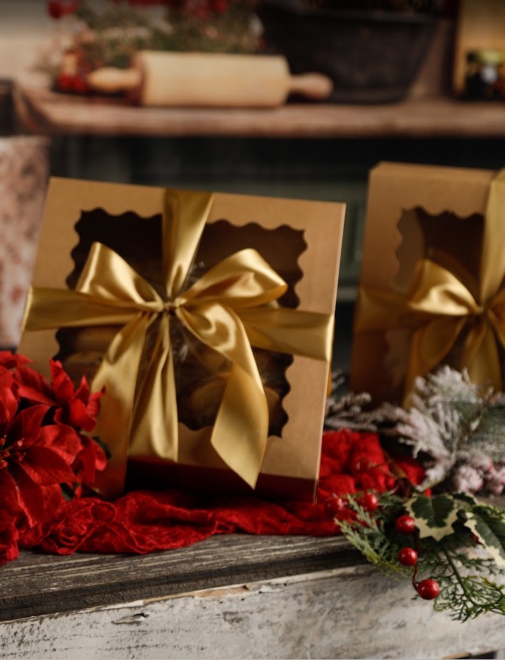 The Cozy Cookie Co Tasting Box, tied with a ribbon